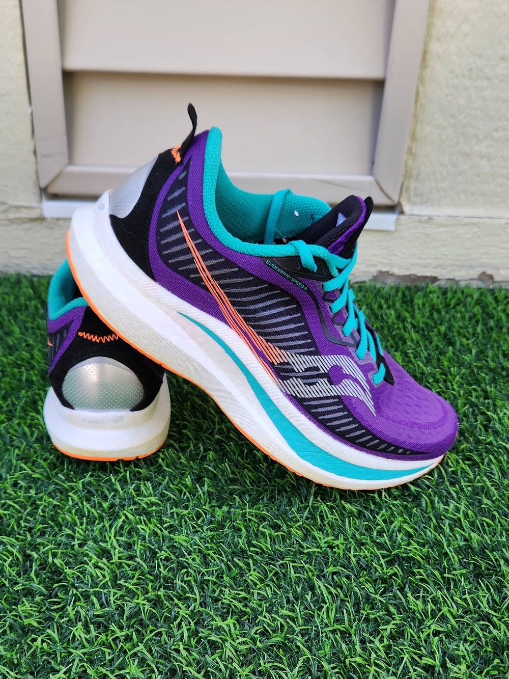 Saucony Womens Endorphin Speed 2 Purple Teal Running Shoes 10 Pulse Powerstep